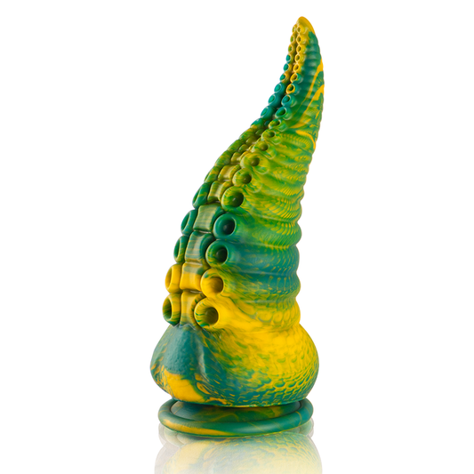 Close-up do Dildo Tentáculo Cetus Verde Grande da EPIC CYBERSILICOCK, mostrando sua textura e detalhes.