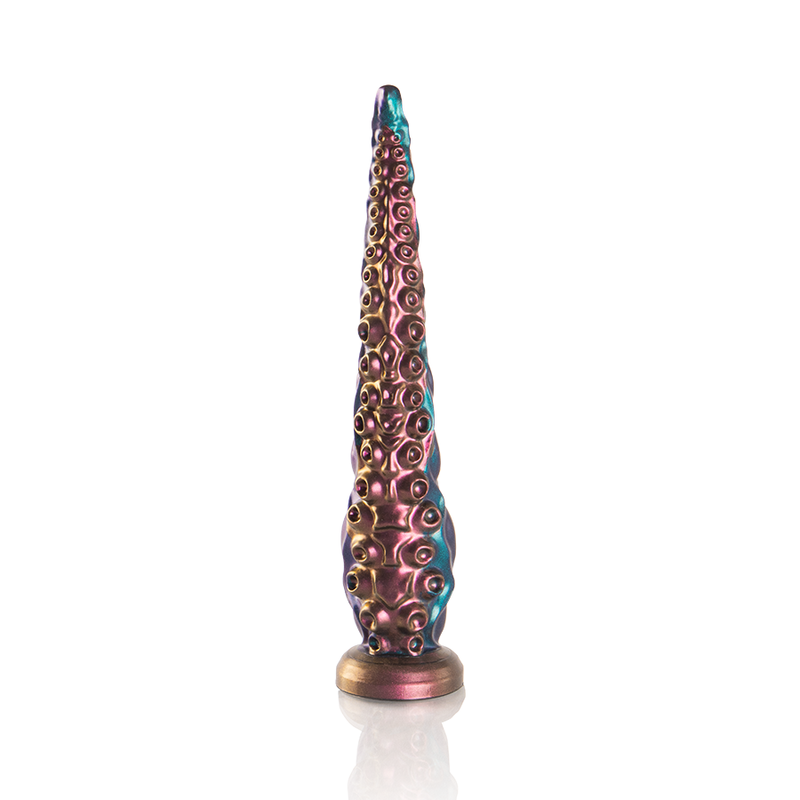 Close-up do Dildo Charybdis EPIC CYBERSILICOCK, mostrando o seu design de tentáculo fino e a textura de silicone.