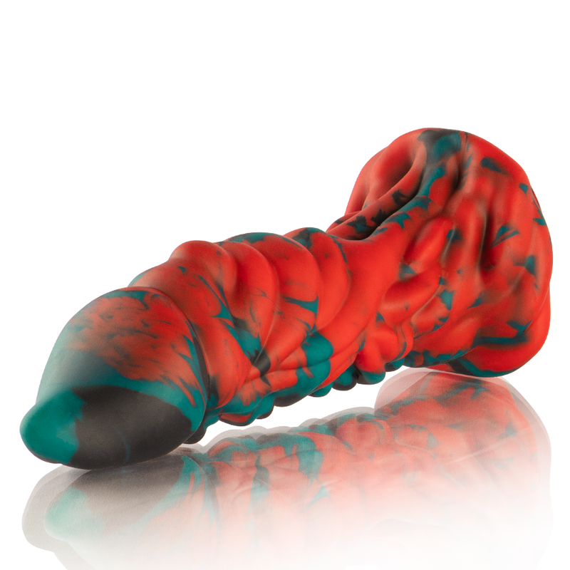 Close-up do Dildo Phobos EPIC CYBERSILICOCK de silicone com design mitológico