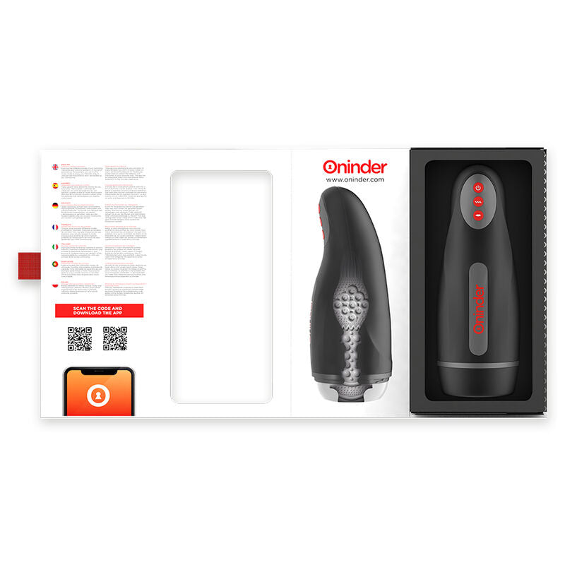 ONINDER Masturbador Masculino SEOUL com controlo via app e cabo de carregamento USB.
