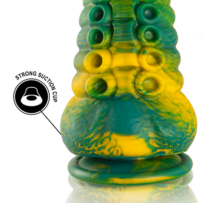 Close-up do Dildo Tentáculo Cetus Verde Grande da EPIC CYBERSILICOCK, mostrando sua textura e detalhes.
