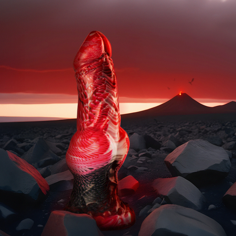 Detalhe do dildo EPIC CYBERSILICOCK Helios realista com testículos e textura suave