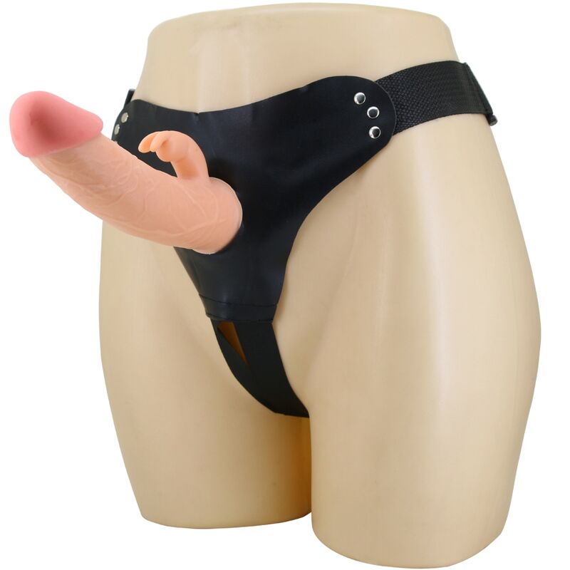 Close-up of the PRETTY LOVE Arnês com Dildo Mavis Universal 19cm Natural, showing its realistic texture and harness.