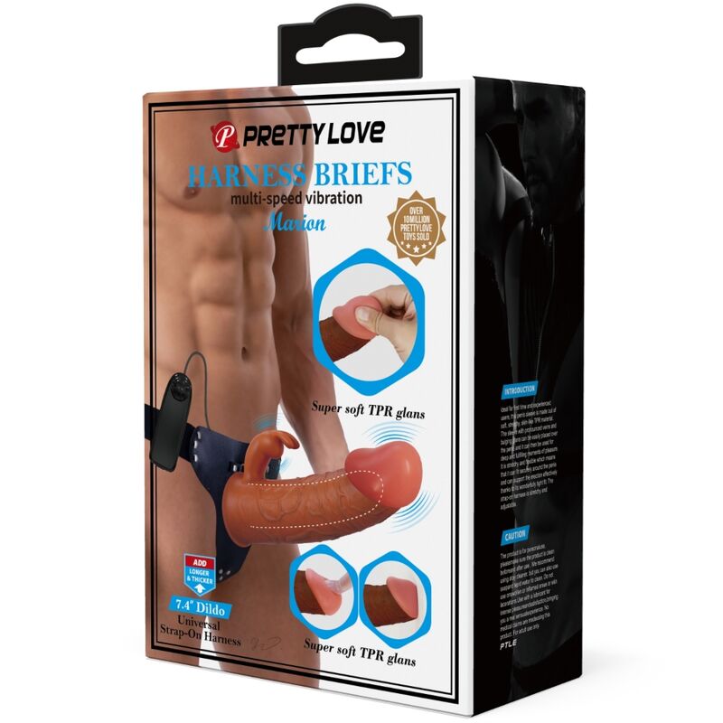 MARION HARNESS BRAGUITAS UNIVERSALES CON DILDO VIBRADOR MARRÓN DE 19 CM