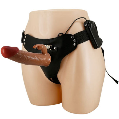 MARION HARNESS BRAGUITAS UNIVERSALES CON DILDO VIBRADOR MARRÓN DE 19 CM