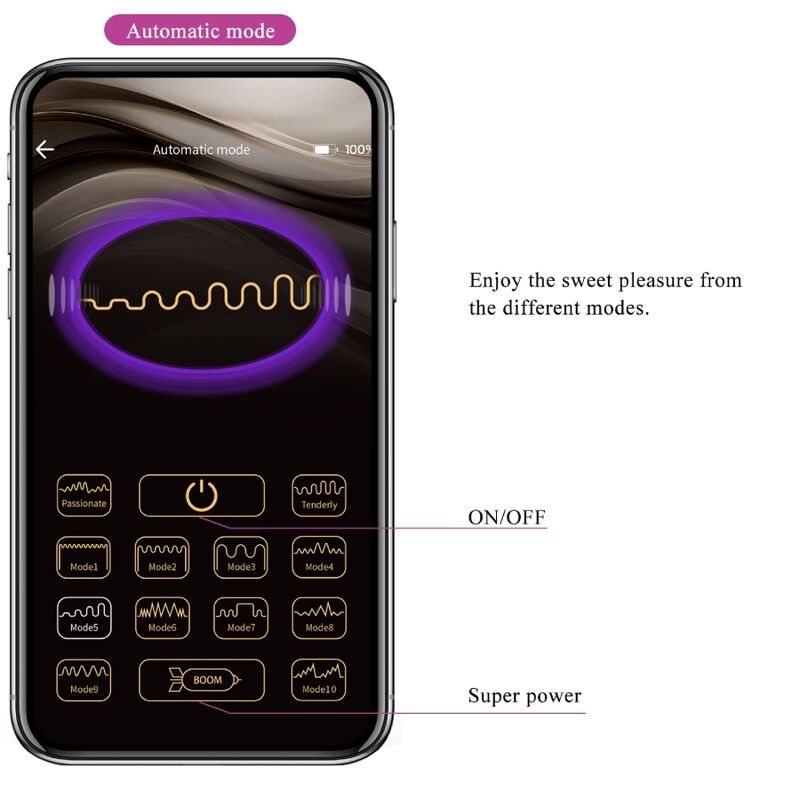 Close-up of the PRETTY LOVE Ethan Vibrador Ponto G Recarregável Roxo, showing its ergonomic design and silicone texture.