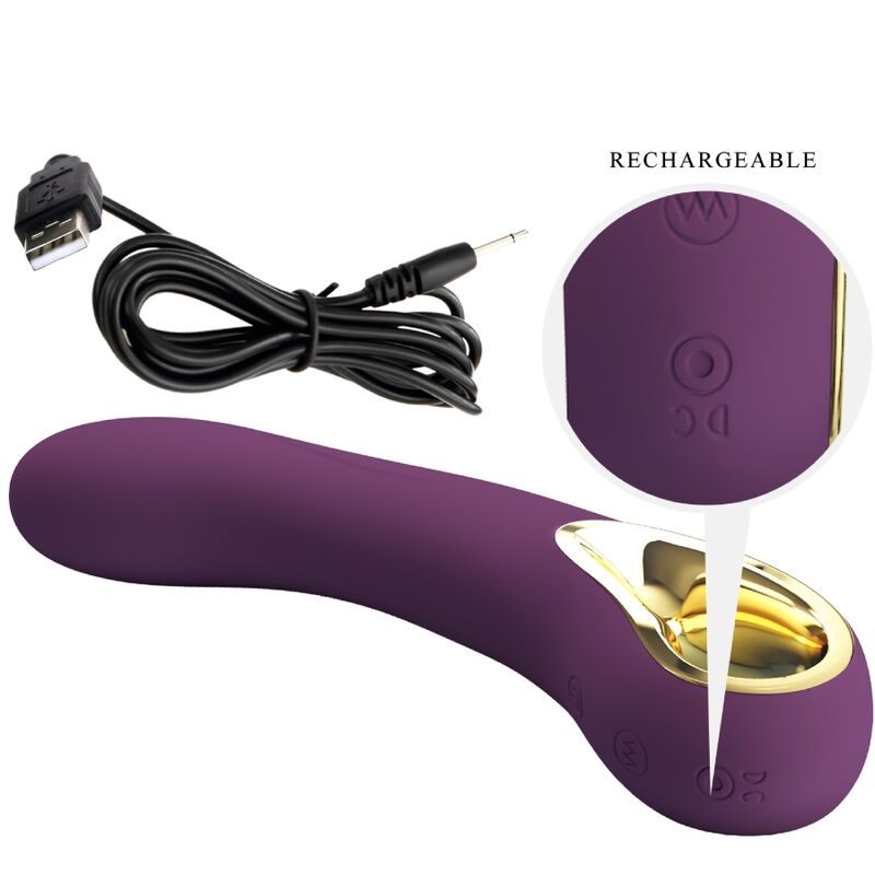 Close-up of the PRETTY LOVE Ethan Vibrador Ponto G Recarregável Roxo, showing its ergonomic design and silicone texture.