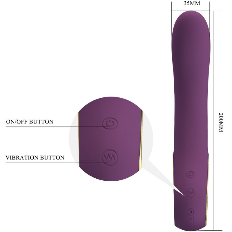 Close-up of the PRETTY LOVE Ethan Vibrador Ponto G Recarregável Roxo, showing its ergonomic design and silicone texture.