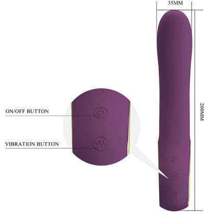 Close-up of the PRETTY LOVE Ethan Vibrador Ponto G Recarregável Roxo, showing its ergonomic design and silicone texture.