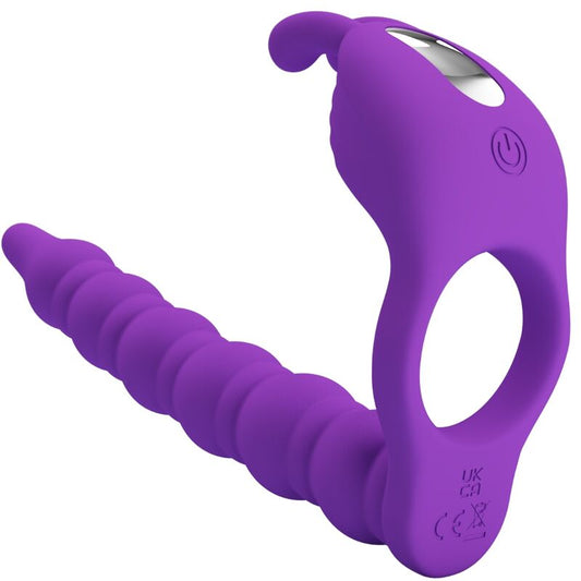 Anel peniano PRETTY LOVE BLACKNEY com plug vibrador de próstata de silicone