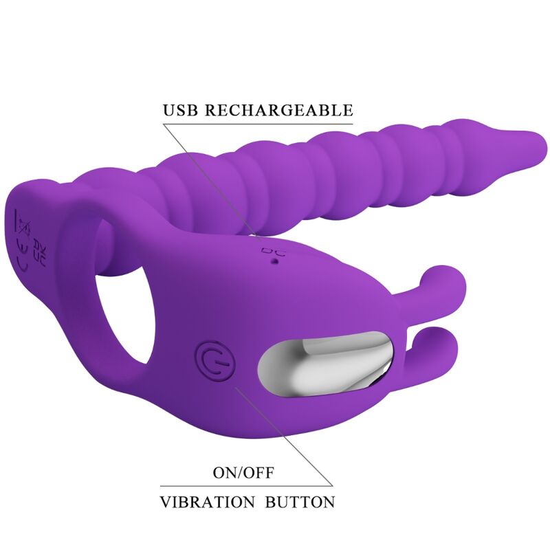 Anel peniano PRETTY LOVE BLACKNEY com plug vibrador de próstata de silicone