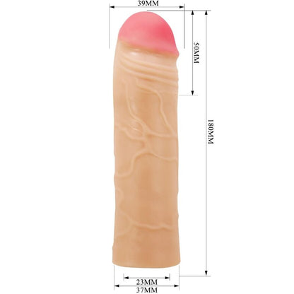 Close-up of the PRETTY LOVE Extensor Peniano Chane showing its ultra-realistic texture and features for enhancement.