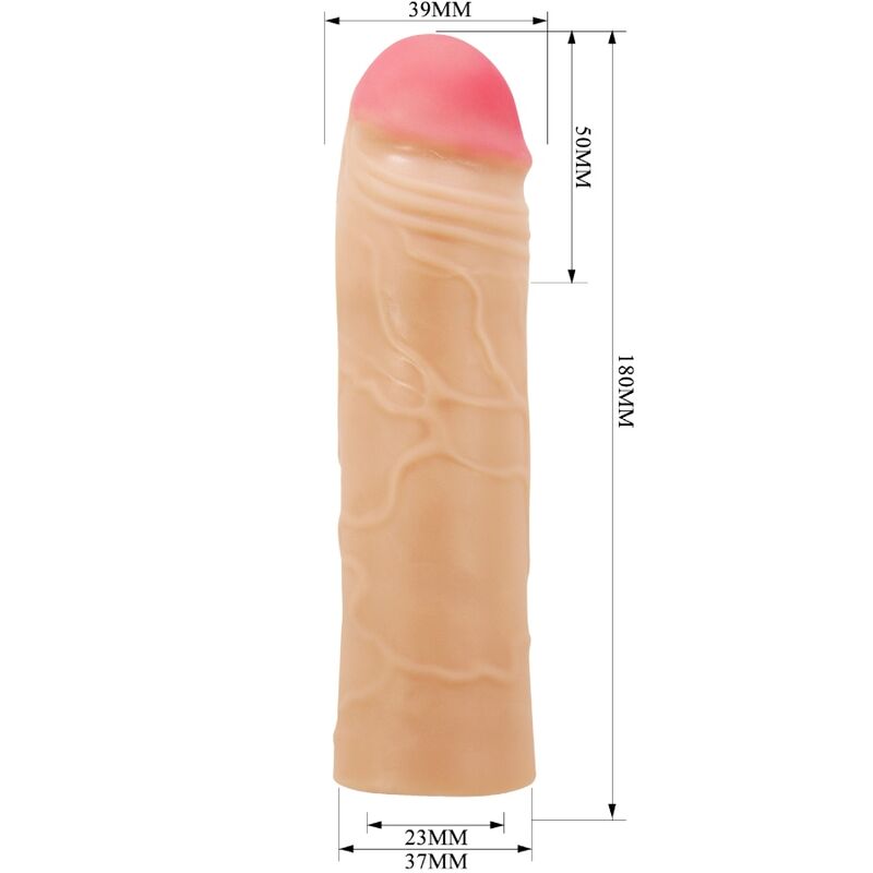 Close-up of the PRETTY LOVE Extensor Peniano Chane showing its ultra-realistic texture and features for enhancement.