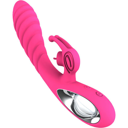 Armony Vibrador Vicky com Língua Estimuladora Fúcsia em silicone, à prova de água, vista detalhada.