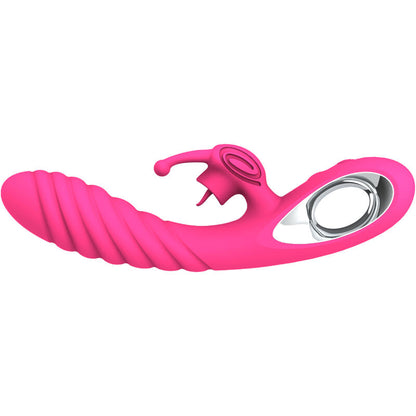 Armony Vibrador Vicky com Língua Estimuladora Fúcsia em silicone, à prova de água, vista detalhada.