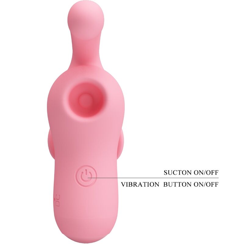 PRETTY LOVE Vibrador de Dedo e Sucker Magic Fairy 10 Funções, mostrando design compacto e cor rosa.