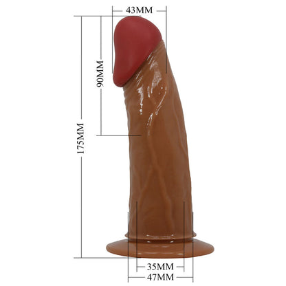 Close-up do arnês dildo vibratório PRETTY LOVE Starks 17,5cm, mostrando o design realista e o controlo remoto.