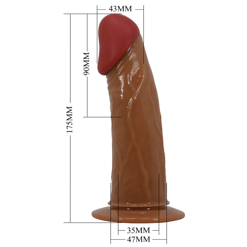 Close-up do arnês dildo vibratório PRETTY LOVE Starks 17,5cm, mostrando o design realista e o controlo remoto.