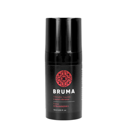 Vibrador líquido BRUMA sabor morango 15ml, embalagem e textura.