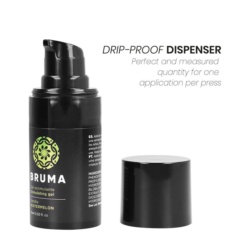 BRUMA Gel Estimulante Sabor Melancia 15 ML, embalagem compacta e atraente.