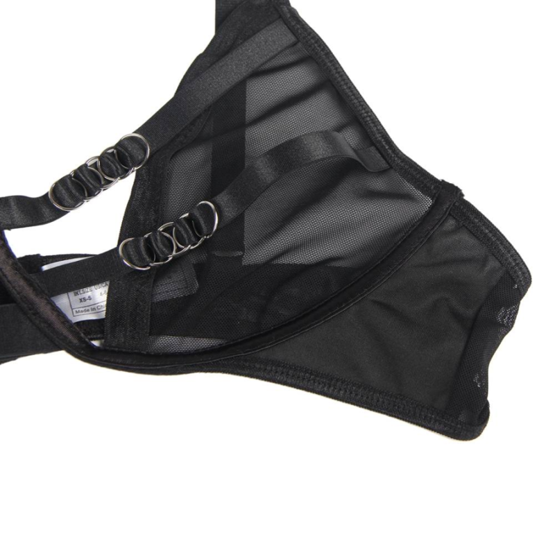 SUBBLIME Conjunto Lingerie Transparente com Tiras S/M, exibindo o design sedutor e o tecido delicado.