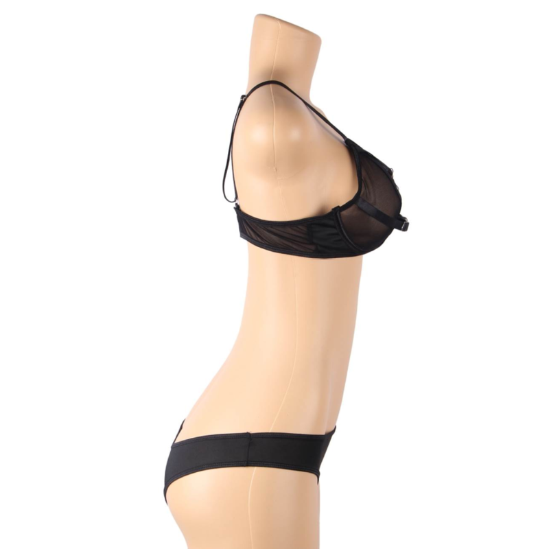 SUBBLIME Conjunto Lingerie Transparente com Tiras S/M, exibindo o design sedutor e o tecido delicado.