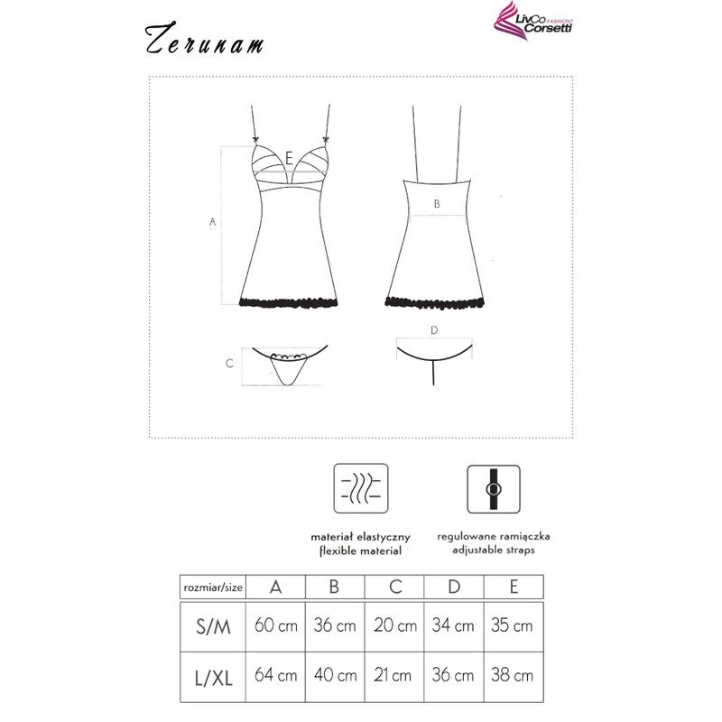 LIVCO CORSETTI MODA - CONJUNTO BABYDOLL ZERUNAM + TANGA NEGRO