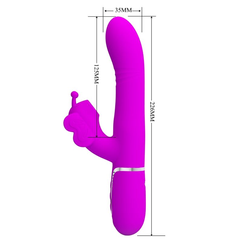 PRETTY LOVE Vibrador Coelho Multifunções 4 em 1 Fúcsia com estimulador de Ponto G e Clítoris.