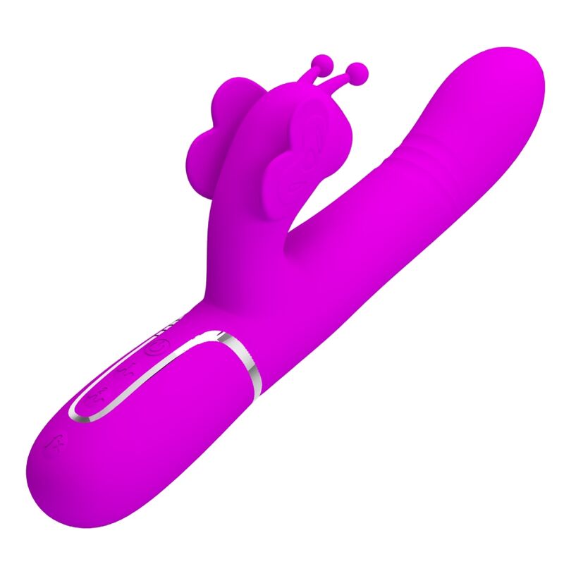 PRETTY LOVE Vibrador Coelho Multifunções 4 em 1 Fúcsia com estimulador de Ponto G e Clítoris.