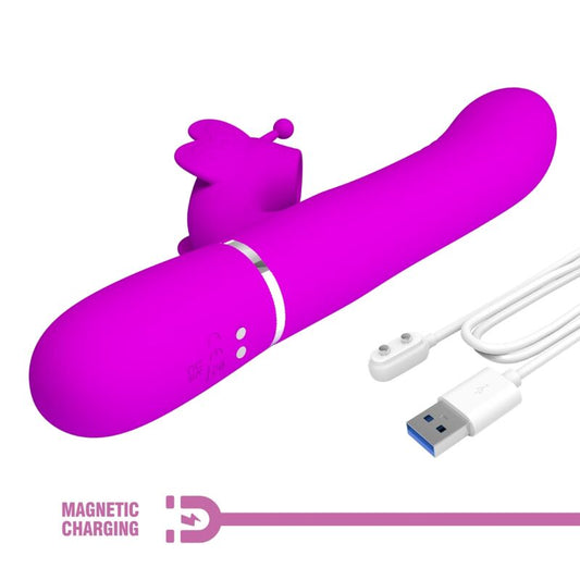 PRETTY LOVE Vibrador Coelho Multifunções 4 em 1 Fúcsia com estimulador de Ponto G e Clítoris.