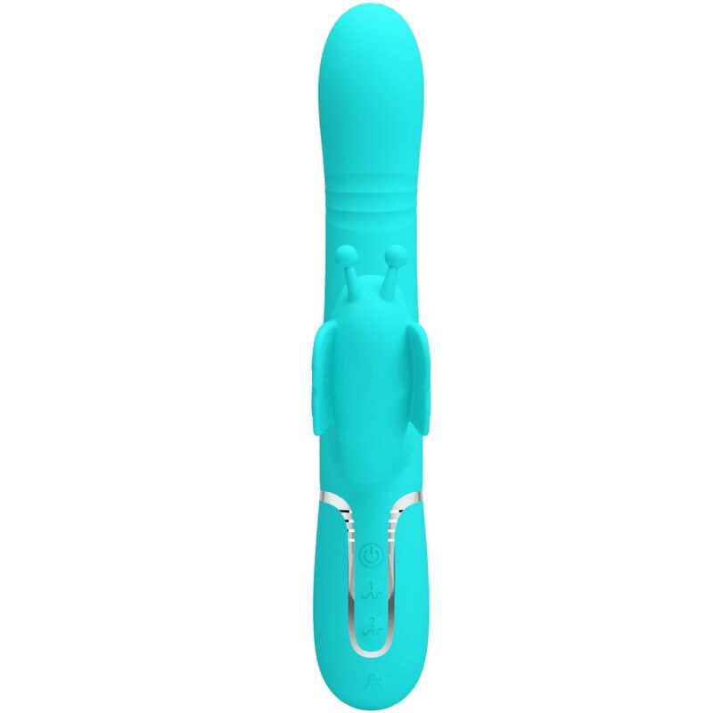Vibrador Coelho Multifunções 4 em 1 Butterfly Aqua Verde PRETTY LOVE para estimulação dupla e prazer intenso.