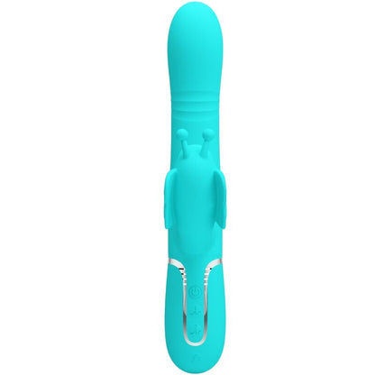 Vibrador Coelho Multifunções 4 em 1 Butterfly Aqua Verde PRETTY LOVE para estimulação dupla e prazer intenso.