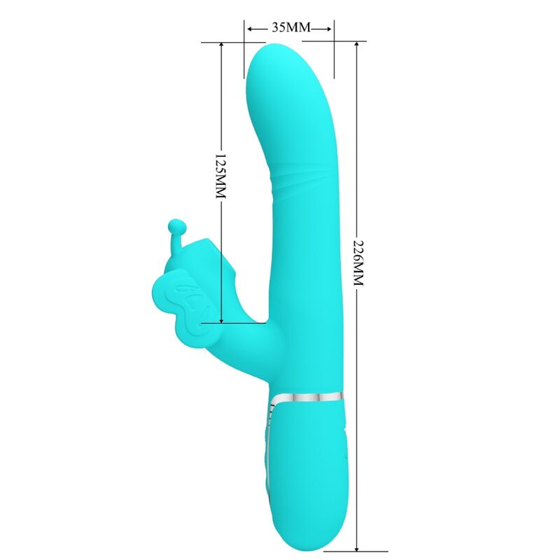 Vibrador Coelho Multifunções 4 em 1 Butterfly Aqua Verde PRETTY LOVE para estimulação dupla e prazer intenso.