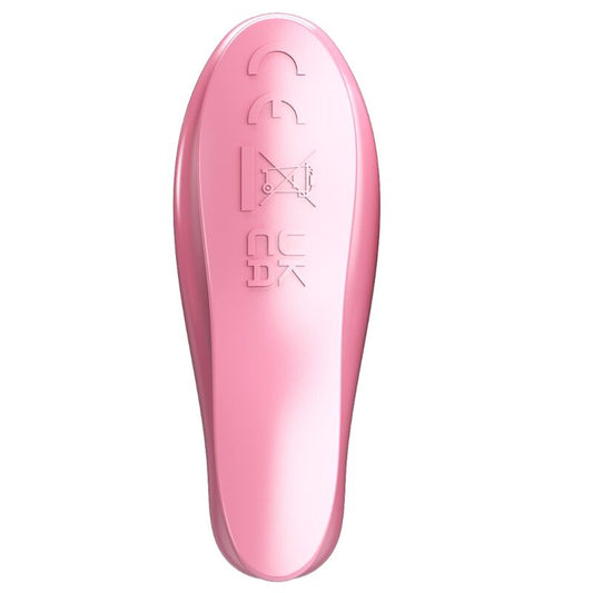 Pinças vibratórias Pretty Love Leaf para mamilos, em rosa, com detalhes do design e funcionalidade.