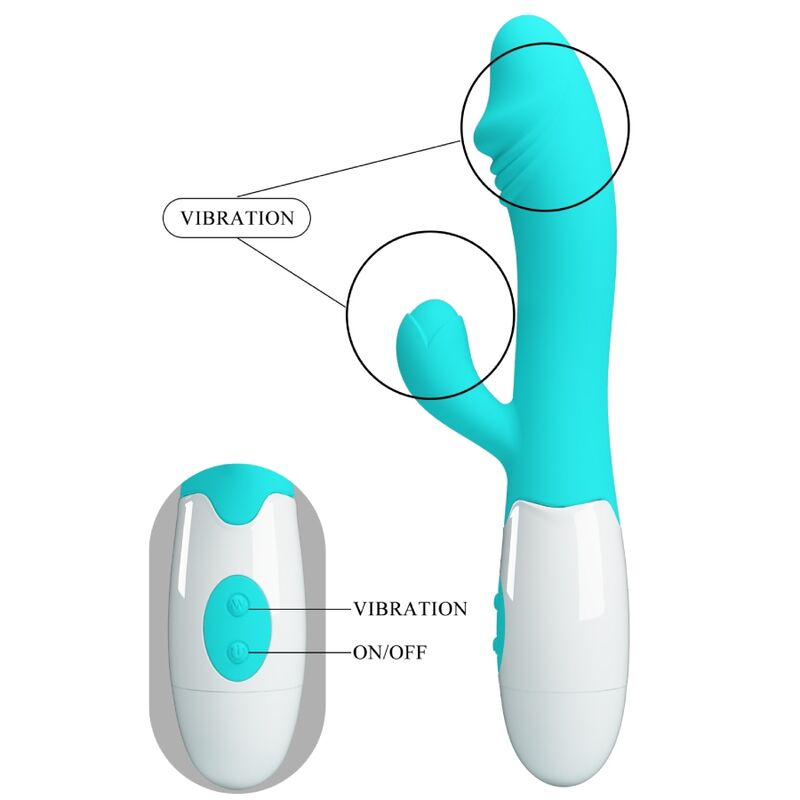 Vibrador PRETTY LOVE Snappy G-Spot Aqua Verde, destacando seu design flexível e estimuladores.
