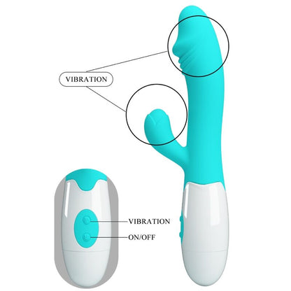 Vibrador PRETTY LOVE Snappy G-Spot Aqua Verde, destacando seu design flexível e estimuladores.