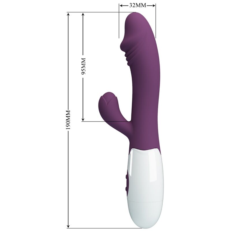Vista detalhada do Vibrador PRETTY LOVE Snappy Ponto G e Clitóris Roxo, mostrando seu design flexível e textura em silicone.