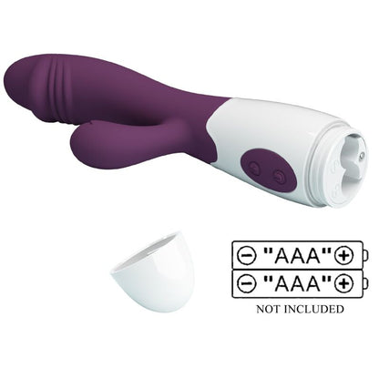 Vista detalhada do Vibrador PRETTY LOVE Snappy Ponto G e Clitóris Roxo, mostrando seu design flexível e textura em silicone.