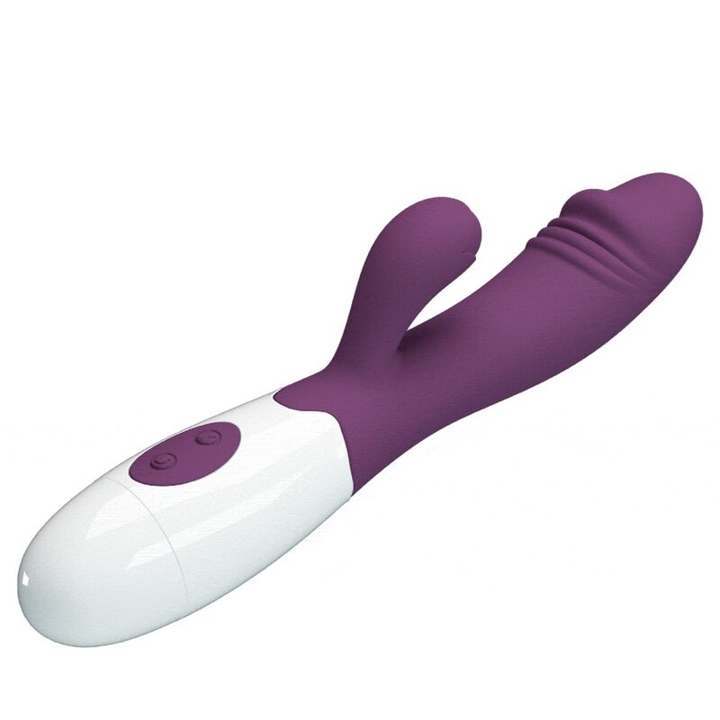 Vista detalhada do Vibrador PRETTY LOVE Snappy Ponto G e Clitóris Roxo, mostrando seu design flexível e textura em silicone.