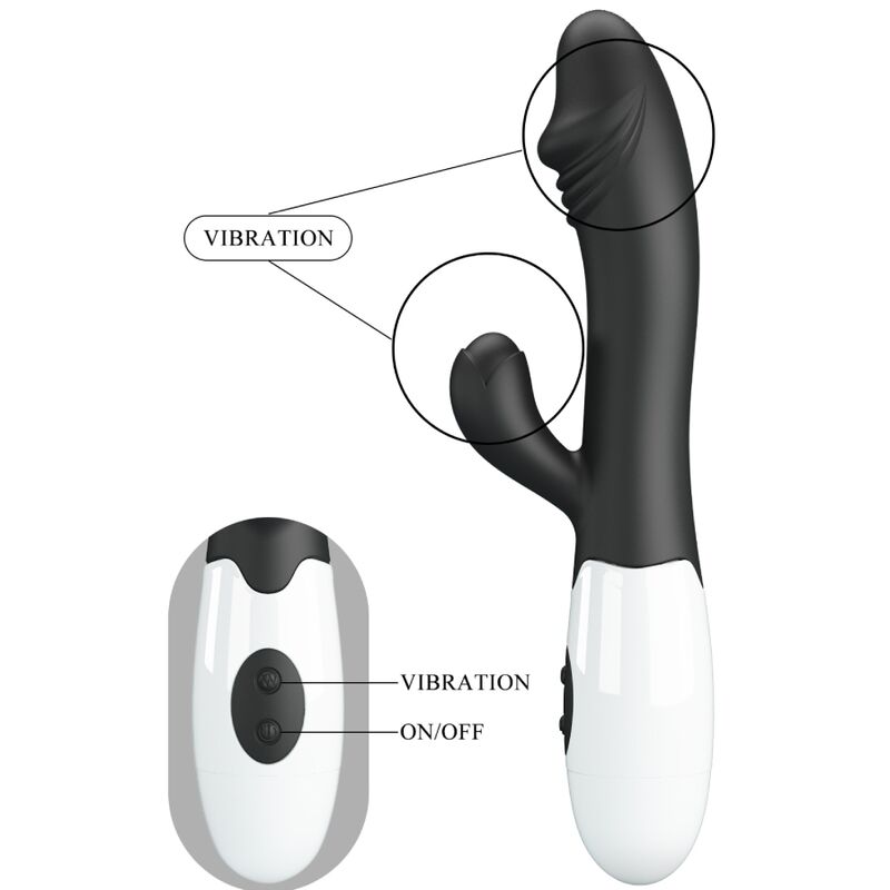 Vibrador Ponto G Snappy Pretty Love com design flexível e estimulação clitoriana, cor preta.