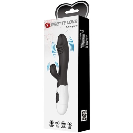 Vibrador Ponto G Snappy Pretty Love com design flexível e estimulação clitoriana, cor preta.
