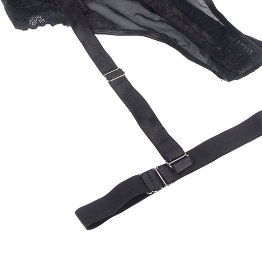 SUBBLIME Teddy com Liga e Renda Detalhe Peito Preto S/M, exibindo design sensual e ajuste slim.