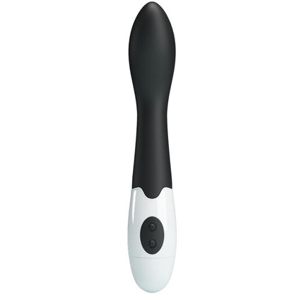 Close-up do Vibrador G-Spot PRETTY LOVE Bishop com 30 modos, mostrando o seu design curvo e material preto em silicone.