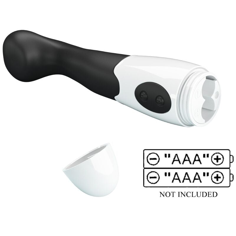 Close-up do vibrador PRETTY LOVE Charles G-Spot preto, destacando o seu design elegante e textura em silicone.