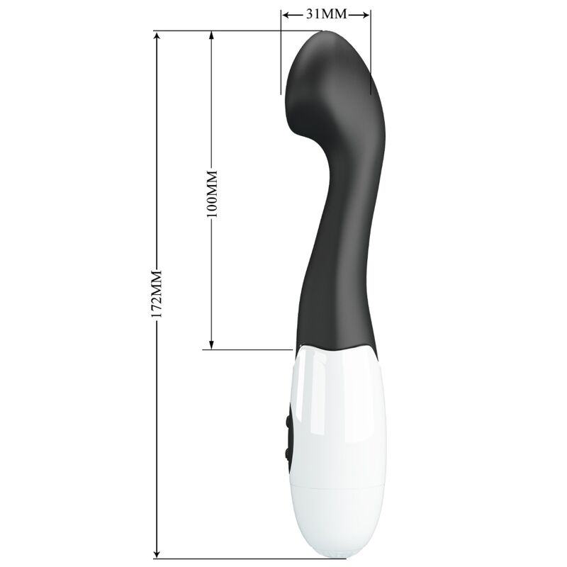 Close-up do vibrador PRETTY LOVE Charles G-Spot preto, destacando o seu design elegante e textura em silicone.