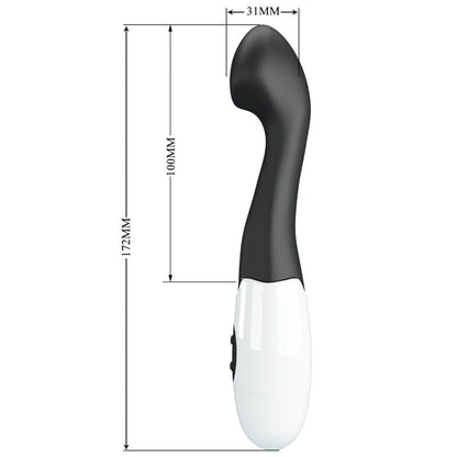 Close-up do vibrador PRETTY LOVE Charles G-Spot preto, destacando o seu design elegante e textura em silicone.