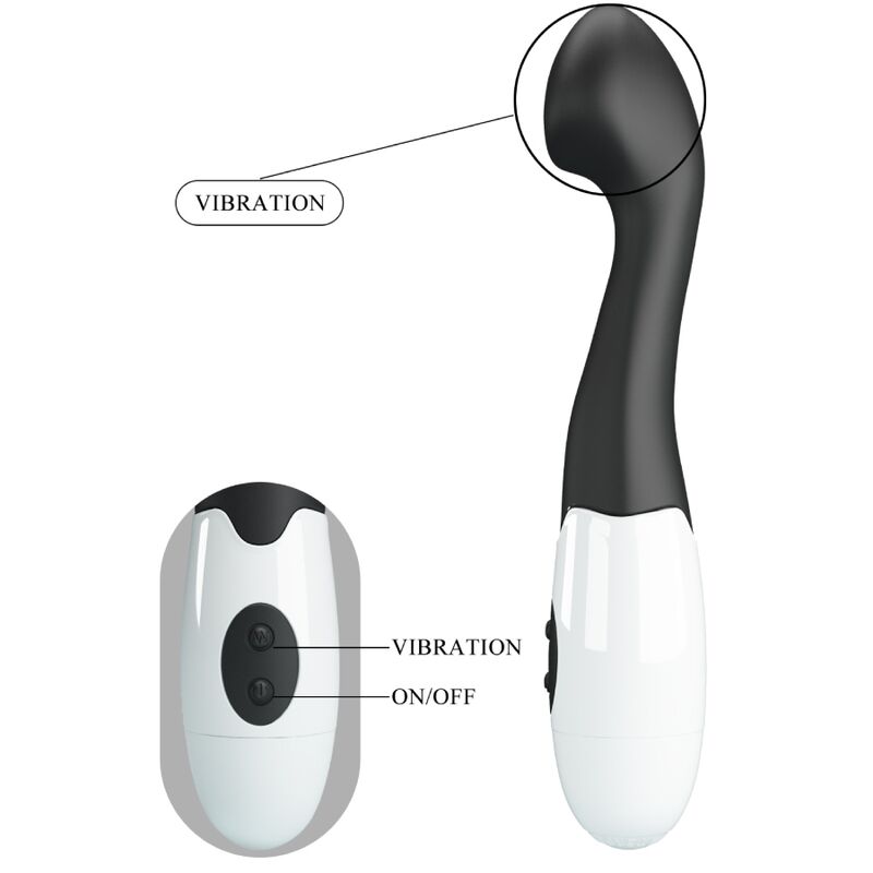 Close-up do vibrador PRETTY LOVE Charles G-Spot preto, destacando o seu design elegante e textura em silicone.