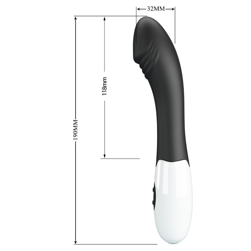 Vibrador G-Spot Elemental PRETTY LOVE preto com 30 modos de vibração para estimulação do ponto G.