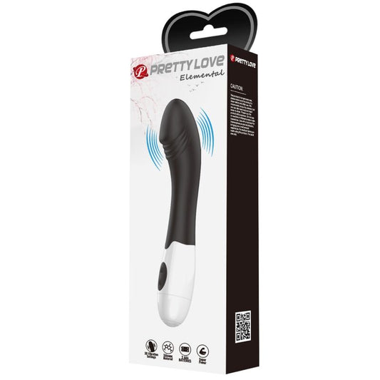 Vibrador G-Spot Elemental PRETTY LOVE preto com 30 modos de vibração para estimulação do ponto G.