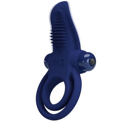 Pretty Love Bronson Anel Peniano Duplo Vibratório Azul em silicone
